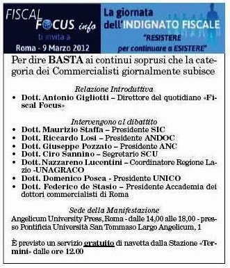 L’indignato Fiscale – 9 marzo 2012